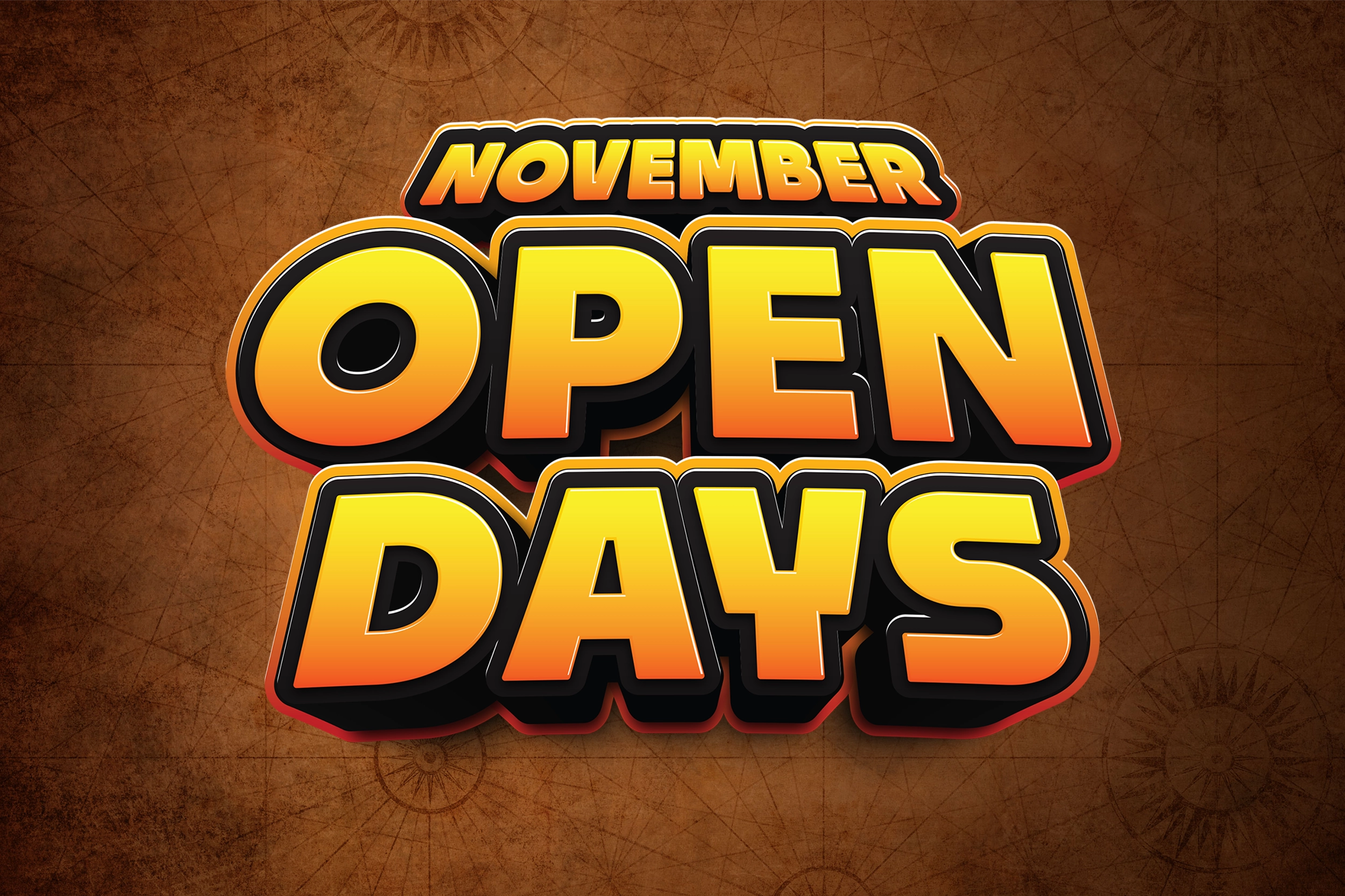 Open Event logo on a brown background