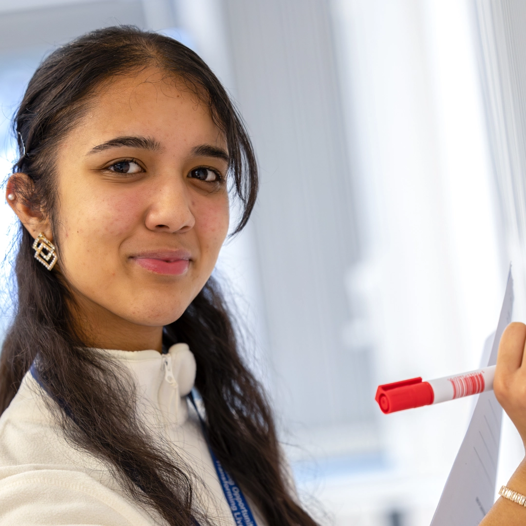 A-Level student smiling