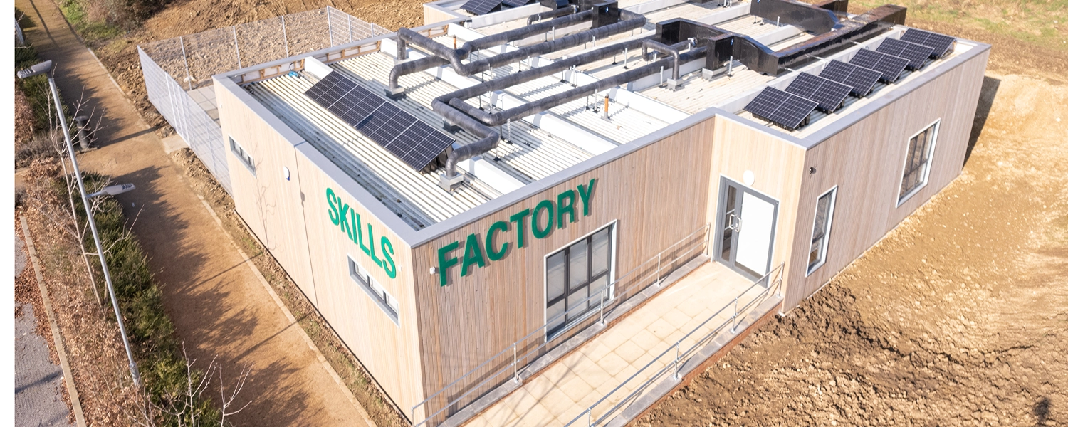 Aerial shot of green skills factory