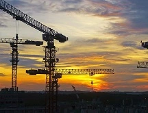 Construction site at dusk